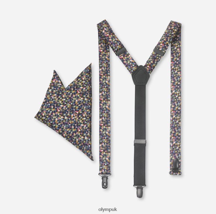 Accessories OLYMP Suspenders Set / Pocket Square Set Olive NZ22L2651