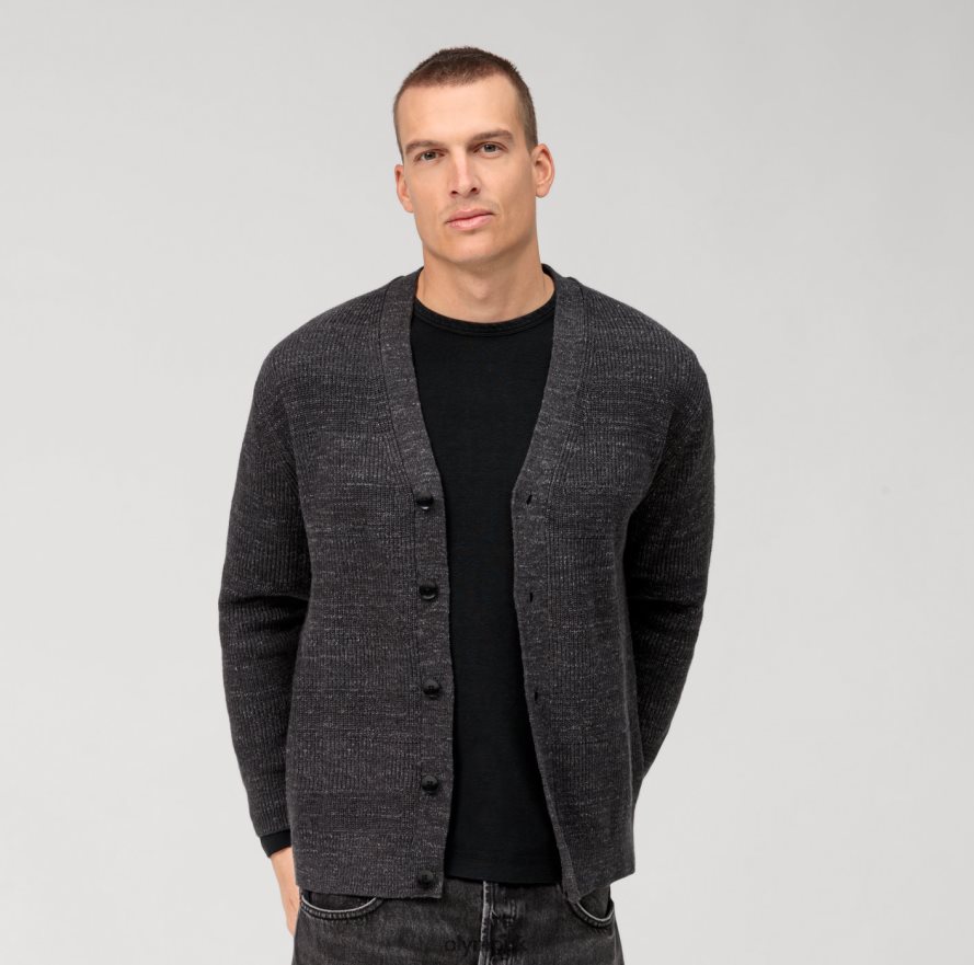 Clothing OLYMP Casual Knitwear Cardigan, Anthracite NZ22L1932