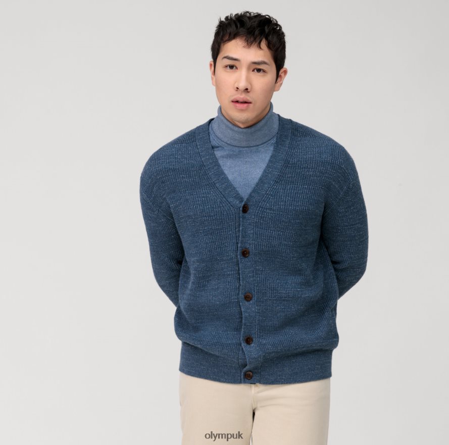 Clothing OLYMP Casual Knitwear Cardigan, Smoke Blue NZ22L1934