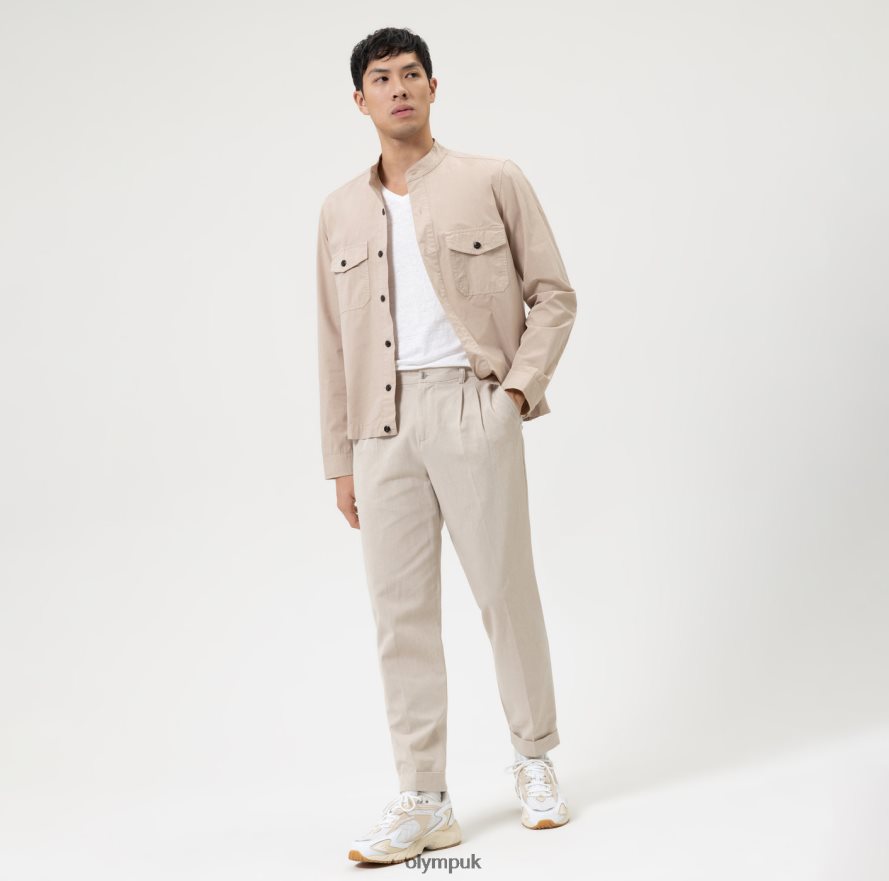 Clothing OLYMP Level Five Smart Casual Overshirt, Casual Shirt, Beige NZ22L1972