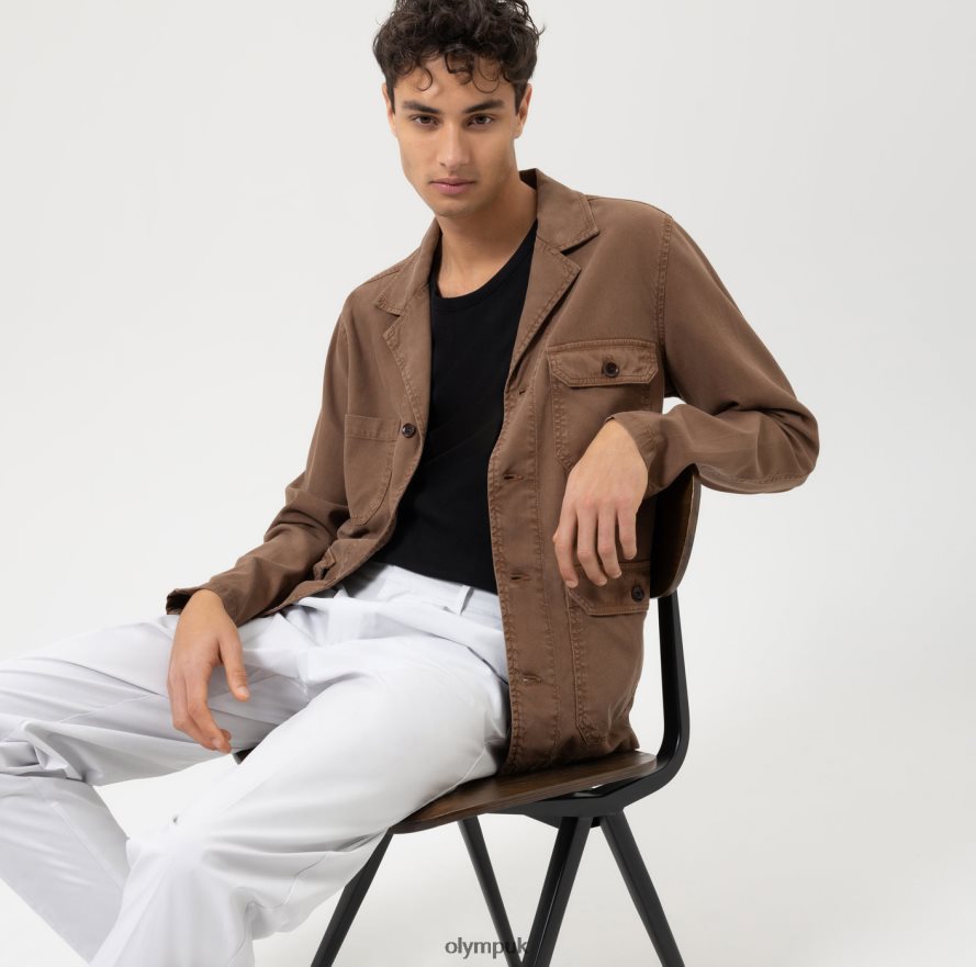 Clothing OLYMP Level Five Smart Casual Overshirt, Casual Shirt, Brown NZ22L1961
