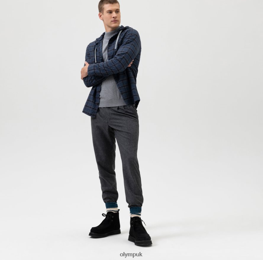 Clothing OLYMP Level Five Smart Casual Overshirt, Casual Shirt, Hood, Marine NZ22L1966