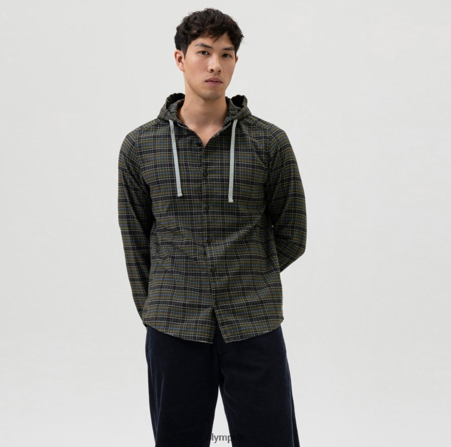 Clothing OLYMP Level Five Smart Casual Overshirt, Casual Shirt, Hood, Olive NZ22L1979