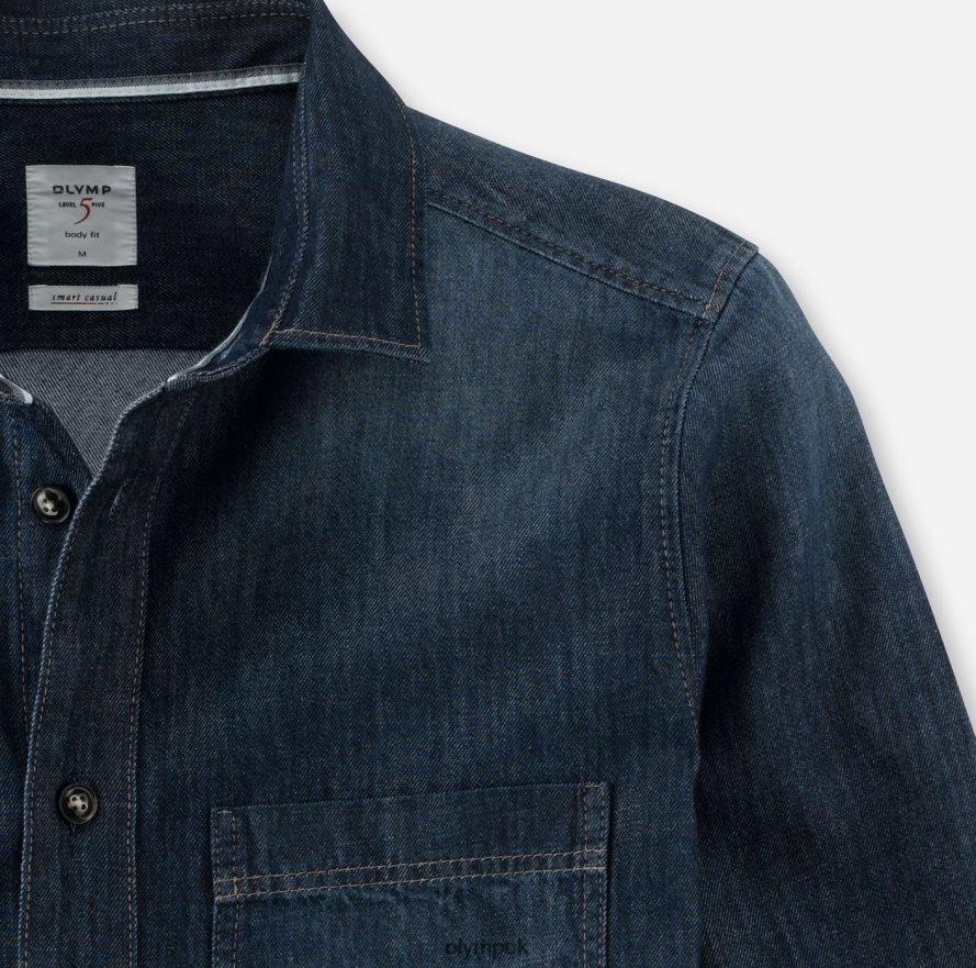 Clothing OLYMP Level Five Smart Casual Overshirt, Casual Shirt, Kent, Marine NZ22L1983