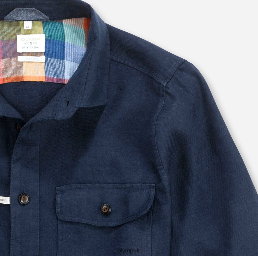 Clothing OLYMP Level Five Smart Casual Overshirt, Casual Shirt, Kent, Midnight Blue NZ22L1956
