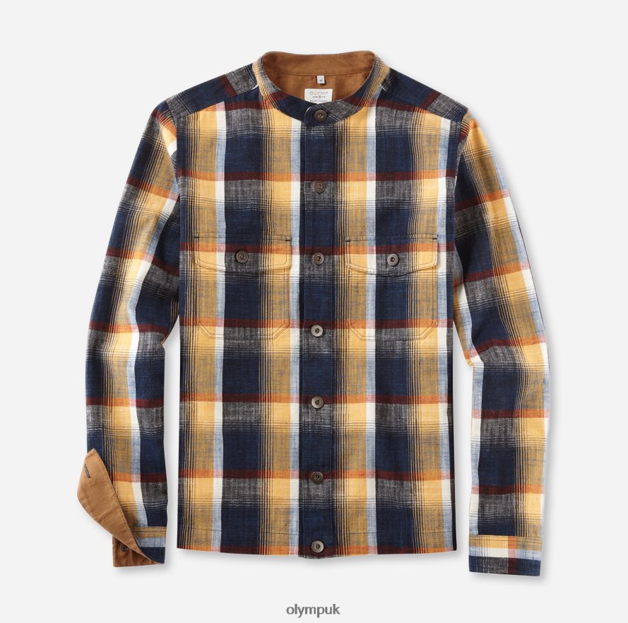 Clothing OLYMP Level Five Smart Casual Overshirt, Casual Shirt, Stand-Up Collar, Marine NZ22L1963