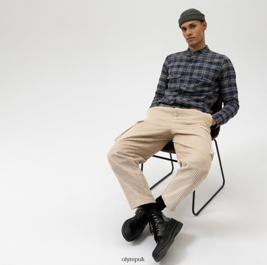 Clothing OLYMP Level Five Smart Casual Overshirt, Casual Shirt, Stand-Up Collar, Marine NZ22L1973