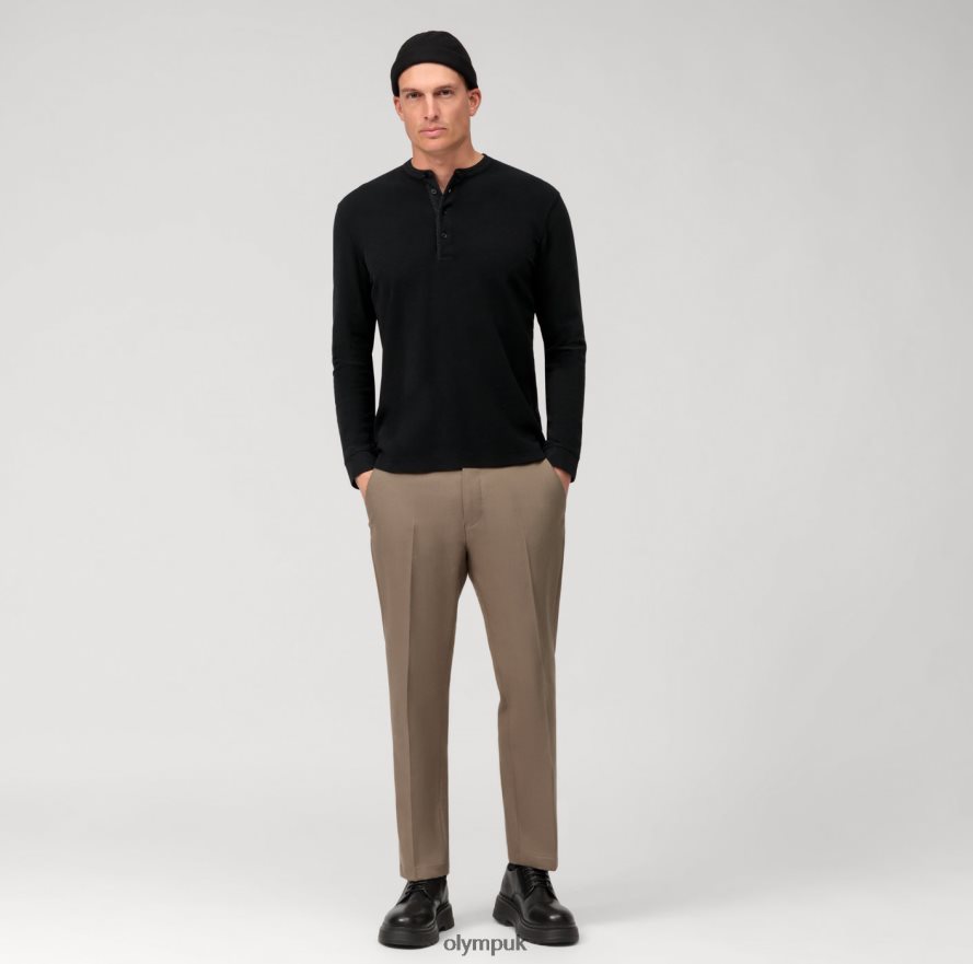 Clothing OLYMP Casual Jersey Long-Sleeved Polo, Black NZ22L2131