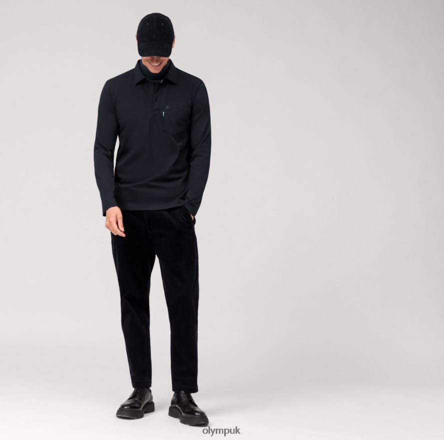 Clothing OLYMP Casual Jersey Long-Sleeved Polo, Marine NZ22L2139