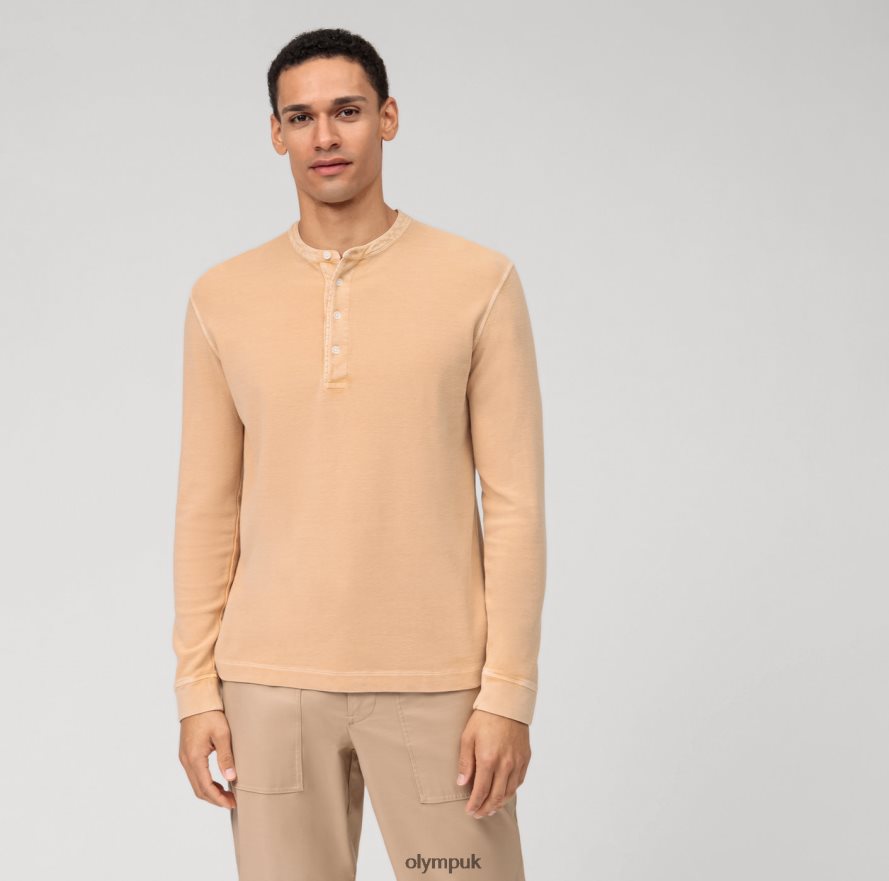 Clothing OLYMP Casual Jersey Long-Sleeved Polo, Natural NZ22L2117