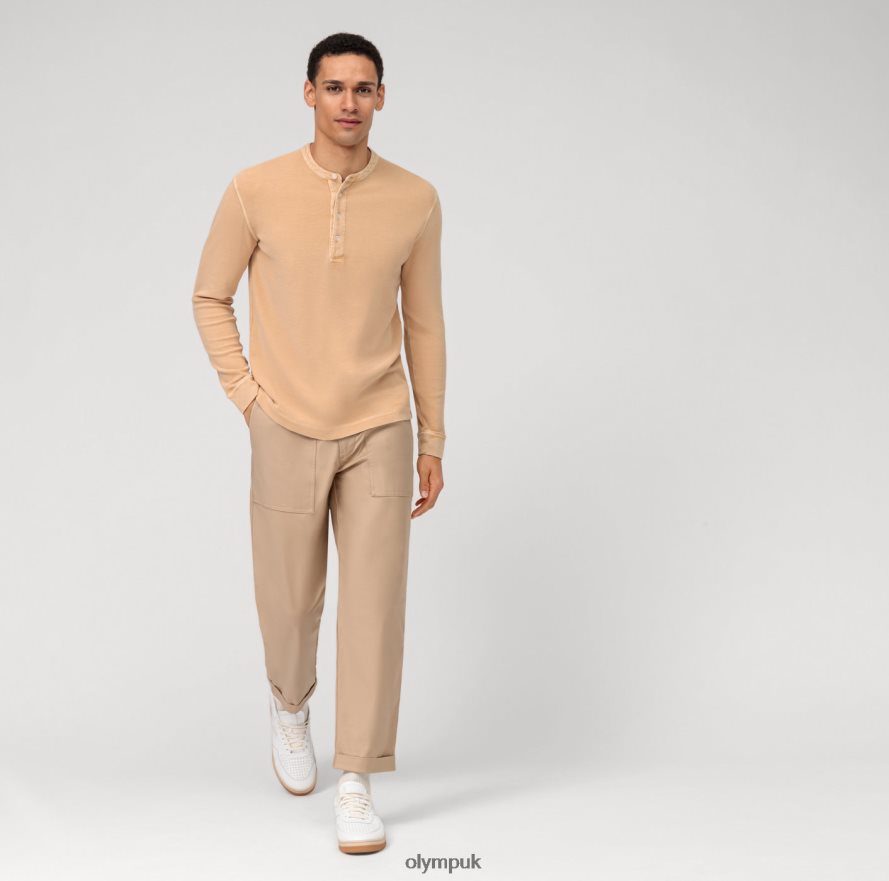 Clothing OLYMP Casual Jersey Long-Sleeved Polo, Natural NZ22L2117