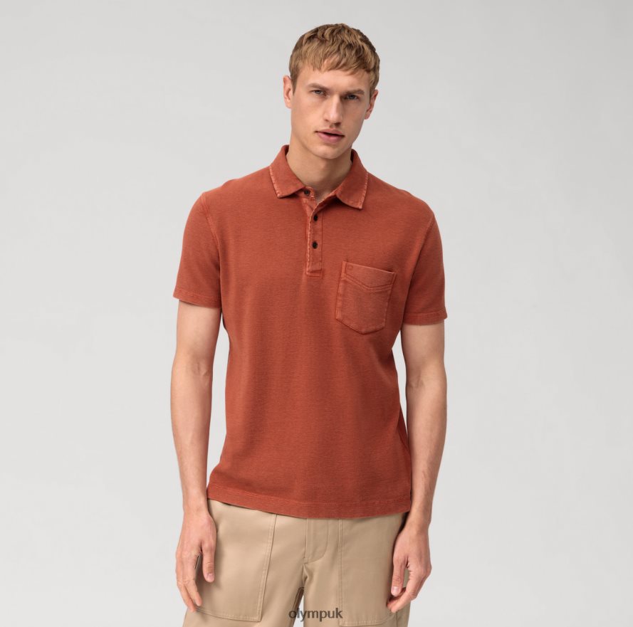 Clothing OLYMP Casual Jersey Polo, Brown NZ22L2116