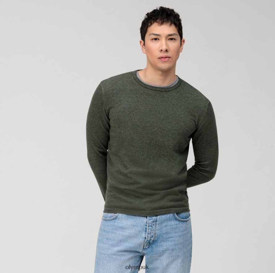 Clothing OLYMP Casual Knitwear Pullover, Dark Green NZ22L1796