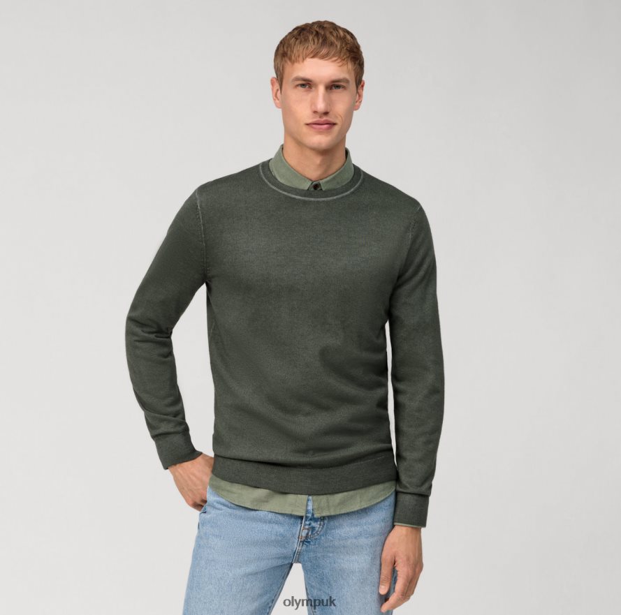 Clothing OLYMP Casual Knitwear Pullover, Grey Green NZ22L1816