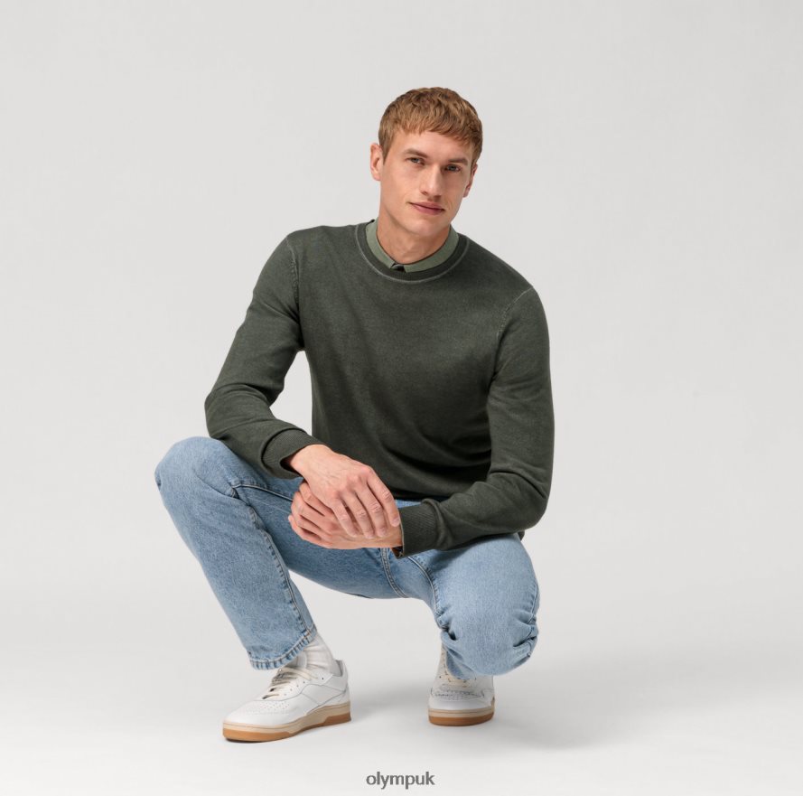 Clothing OLYMP Casual Knitwear Pullover, Grey Green NZ22L1816