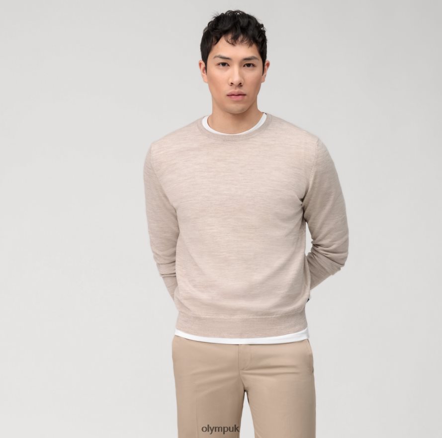 Clothing OLYMP Casual Knitwear Pullover, Light Beige NZ22L1792