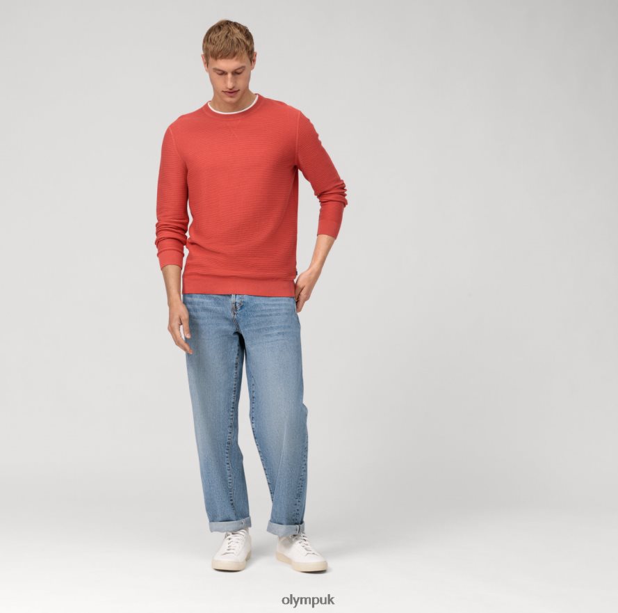 Clothing OLYMP Casual Knitwear Pullover, Red Orange NZ22L1821