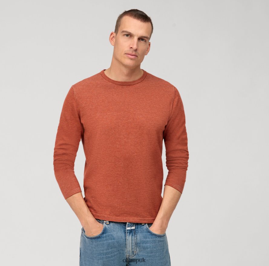 Clothing OLYMP Casual Knitwear Pullover, Reddish Brown NZ22L1817