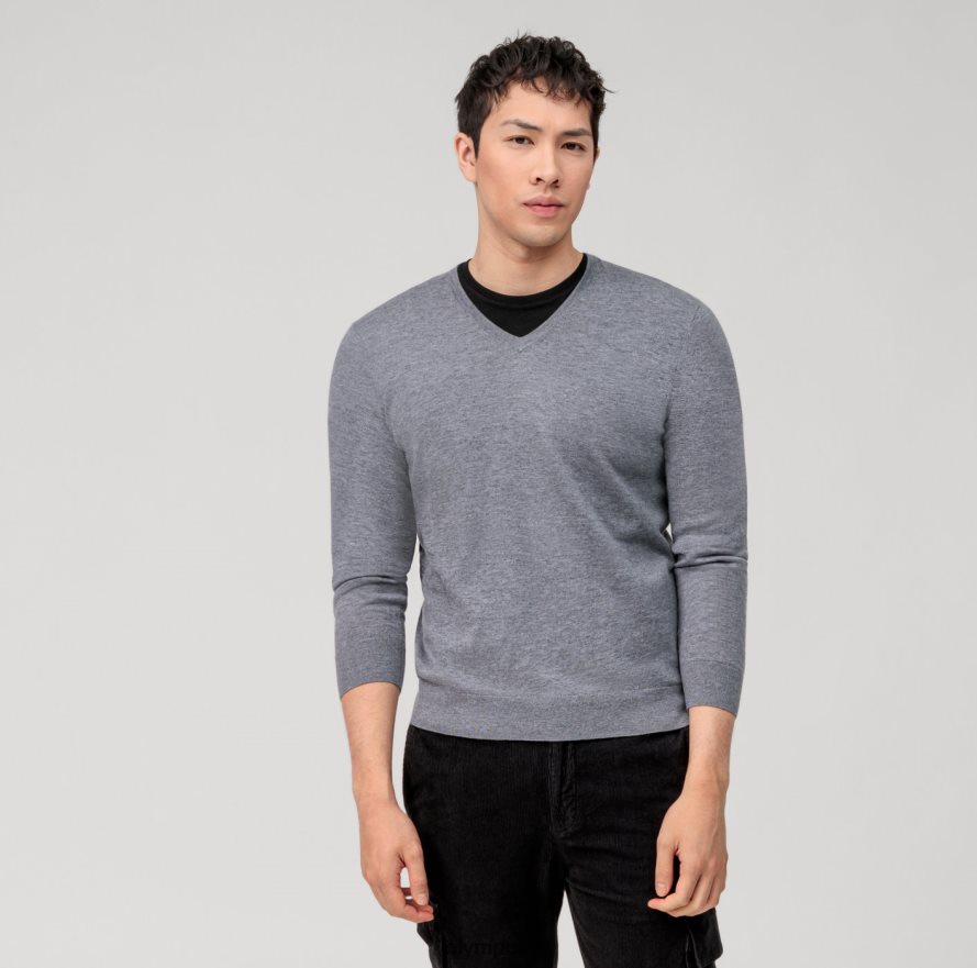 Clothing OLYMP Casual Knitwear Pullover, Silver Grey NZ22L1801