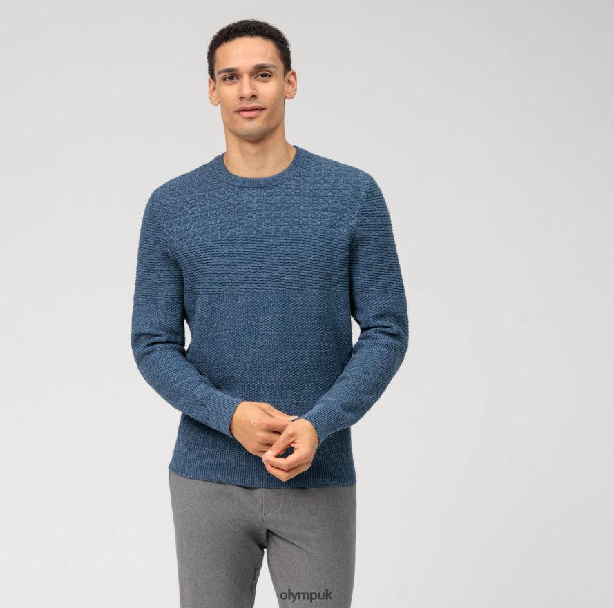 Clothing OLYMP Casual Knitwear Pullover, Smoke Blue NZ22L1825