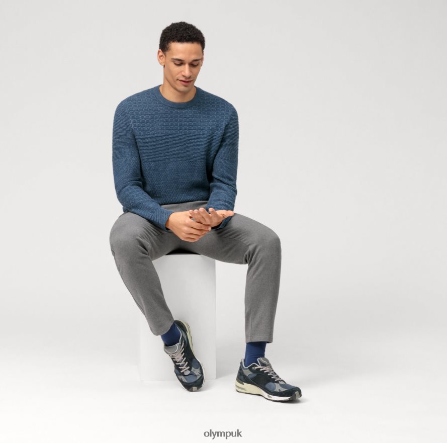 Clothing OLYMP Casual Knitwear Pullover, Smoke Blue NZ22L1825