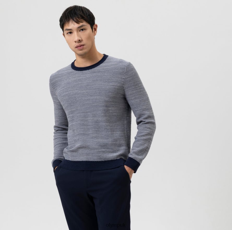 Clothing OLYMP Knitwear Modern Fit, Pullover Crew Neck, Marine NZ22L1783