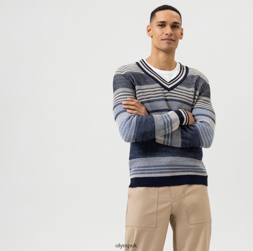 Clothing OLYMP Knitwear Modern Fit, Pullover V-Neck, Marine NZ22L1750