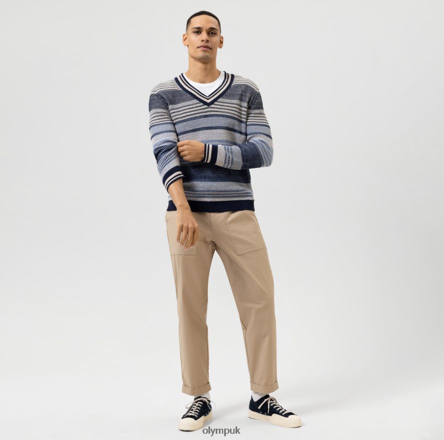 Clothing OLYMP Knitwear Modern Fit, Pullover V-Neck, Marine NZ22L1750