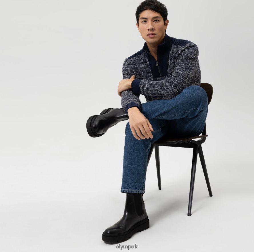 Clothing OLYMP Knitwear Modern Fit, Pullover Zipper Jacket, Marine NZ22L1749