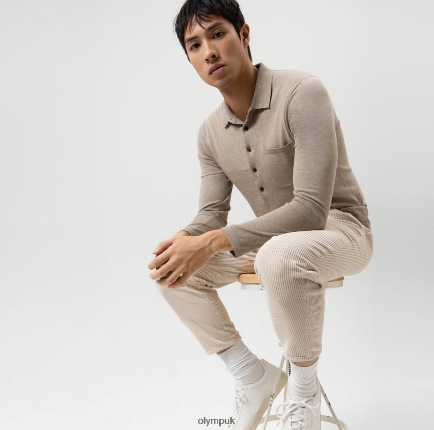 Clothing OLYMP Level Five Knitwear Body Fit, Polo Collar, Camel NZ22L1845