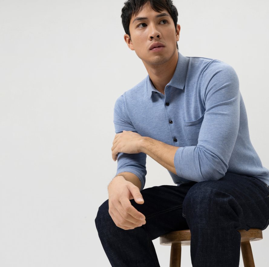 Clothing OLYMP Level Five Knitwear Body Fit, Polo Collar, Sky NZ22L1747