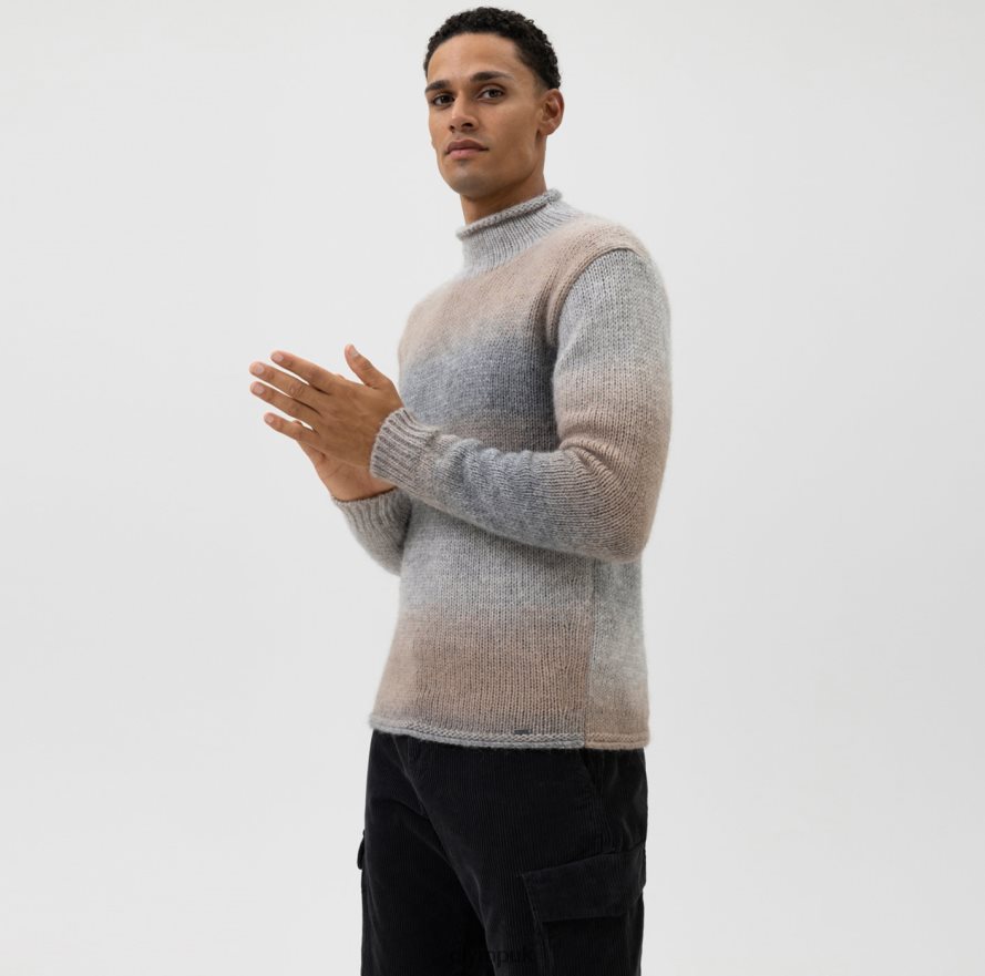 Clothing OLYMP Level Five Knitwear Body Fit, Pullover Stand-Up Collar, Grey NZ22L1848