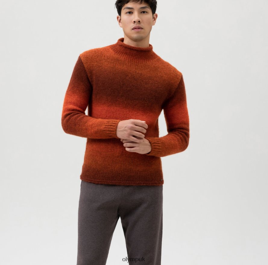 Clothing OLYMP Level Five Knitwear Body Fit, Pullover Stand-Up Collar, Mango NZ22L1847