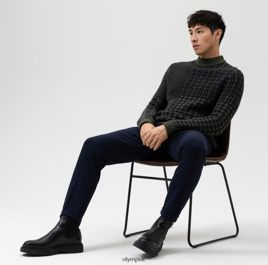 Clothing OLYMP Level Five Knitwear Body Fit, Pullover Stand-Up Collar, Olive NZ22L1858