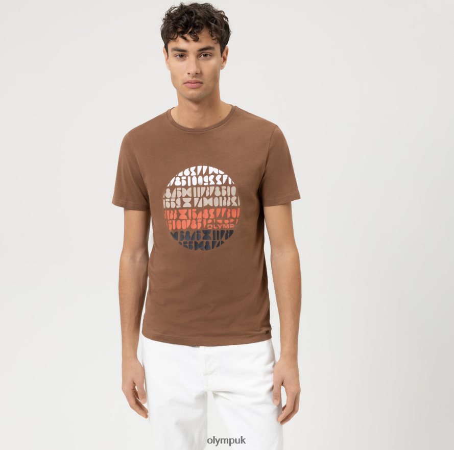 Clothing OLYMPLevel Five Casual Body Fit, T-Shirt, Brown NZ22L1999