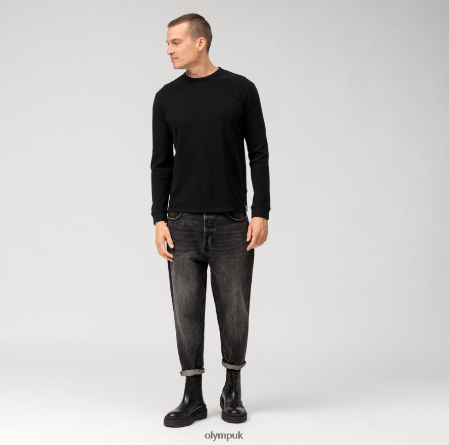 Clothing OLYMP Casual Jersey Long-Sleeved T-Shirt, Black NZ22L2053