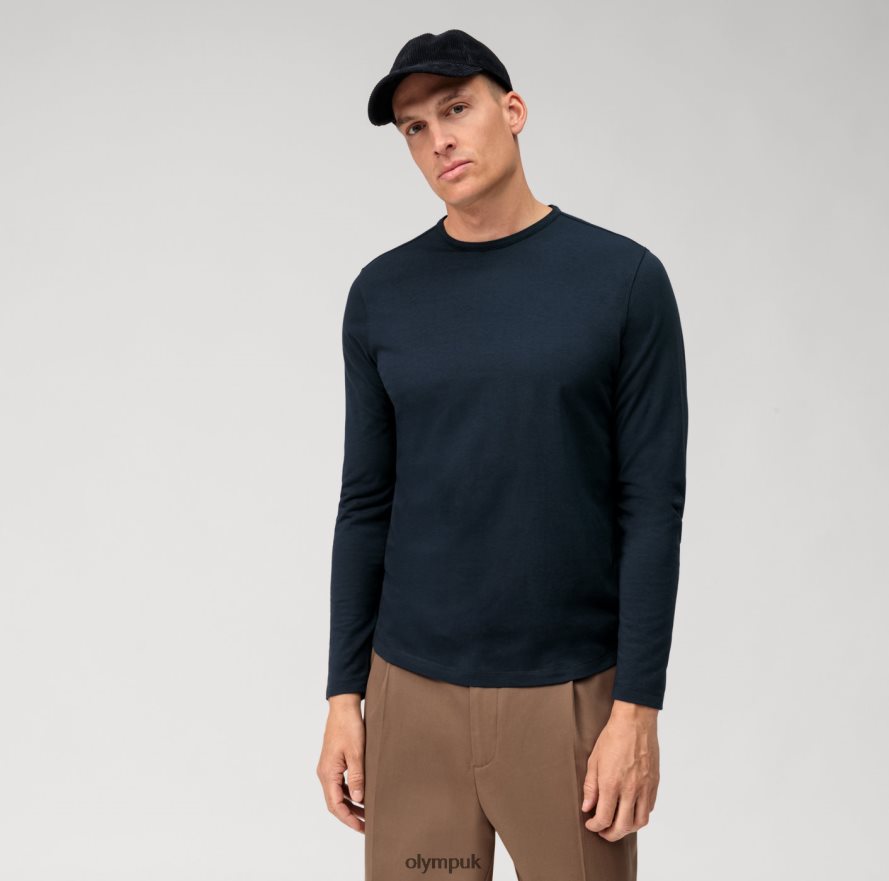 Clothing OLYMP Casual Jersey Long-Sleeved T-Shirt, Marine NZ22L2033