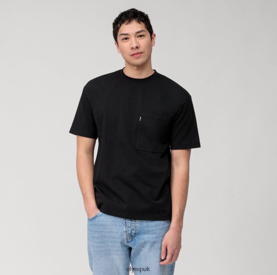 Clothing OLYMP Casual Jersey Relaxed Fit, T-Shirt, Black NZ22L2039