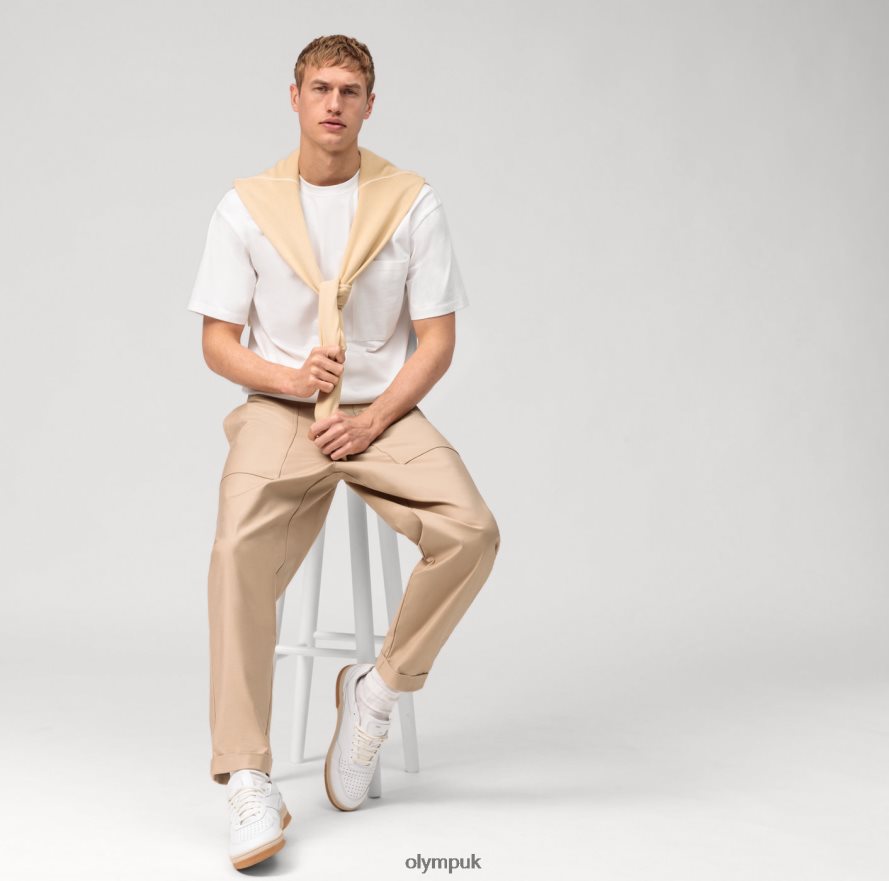 Clothing OLYMP Casual Jersey Relaxed Fit, T-Shirt, Off White NZ22L2045