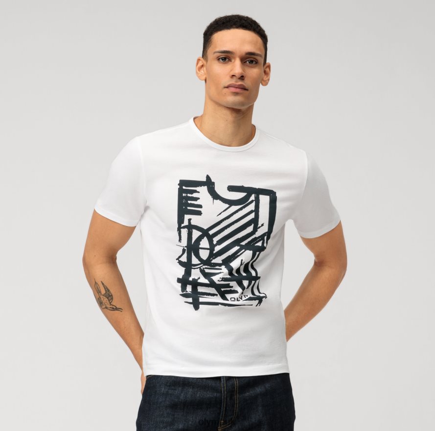 Clothing OLYMP Casual Modern Fit, T-Shirt, White NZ22L2019