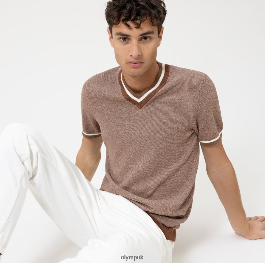 Clothing OLYMP Level Five Knitwear Body Fit, T-Shirt, Brown NZ22L2023