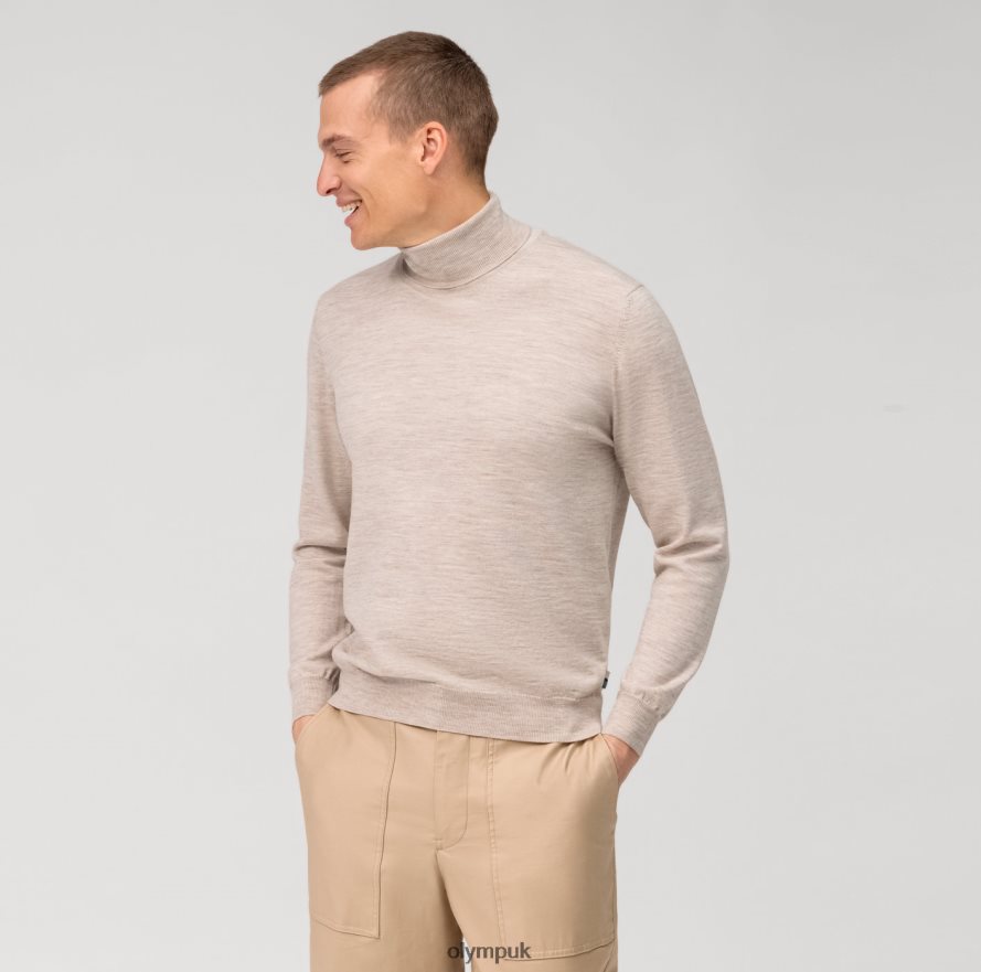 Clothing OLYMP Casual Knitwear Turtleneck, Light Beige NZ22L1882