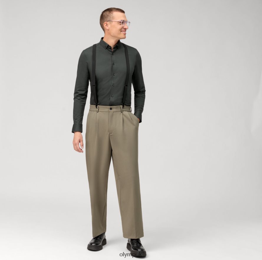 Clothing OLYMP Level Five 24/Seven Body Fit, Business Shirt, Button-Down, Olive NZ22L528