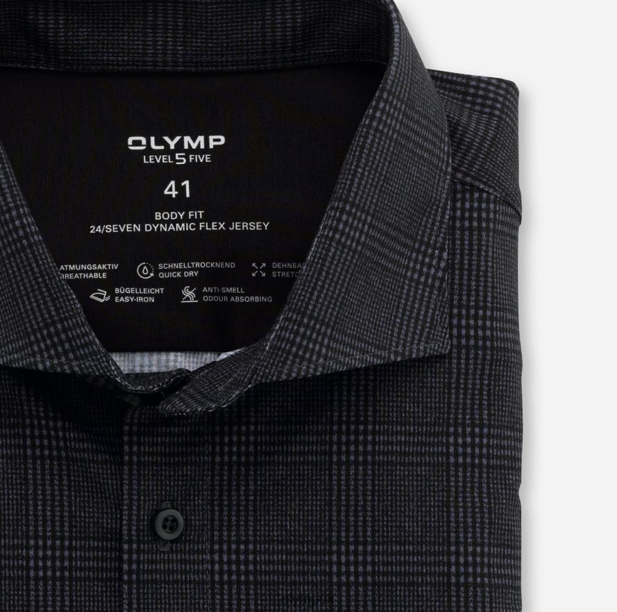 Clothing OLYMP Level Five 24/Seven Body Fit, Business Shirt, Kent, Black NZ22L789
