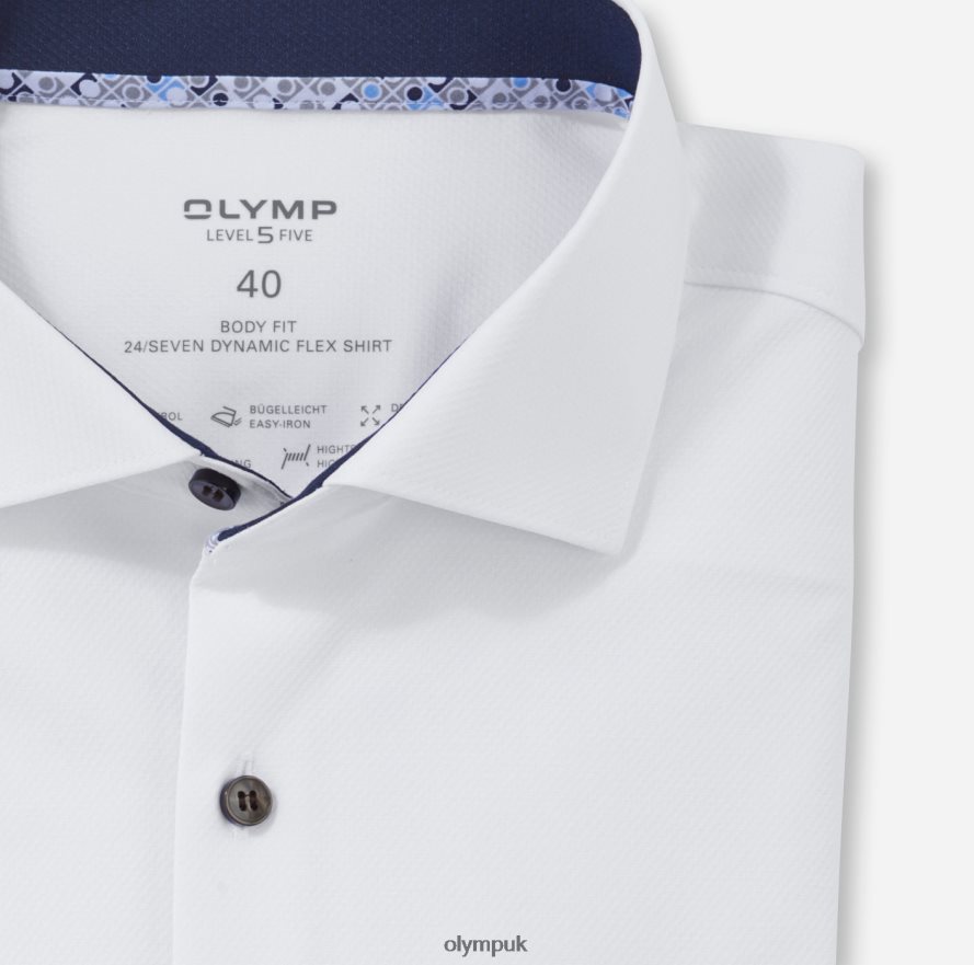 Clothing OLYMP Level Five 24/Seven Body Fit, Business Shirt, Kent, White NZ22L723