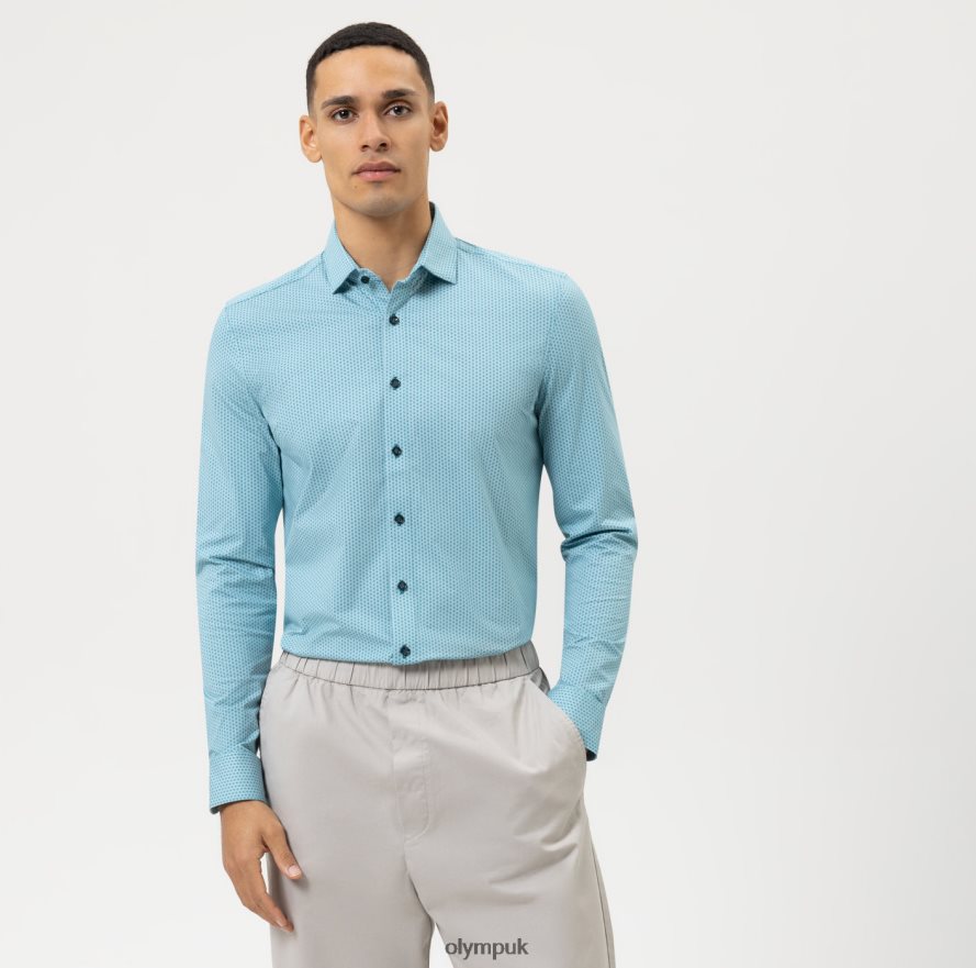 Clothing OLYMP Level Five 24/Seven Body Fit, Business Shirt, Long Sleeve Extra Long, Modern Kent, Emerald NZ22L887