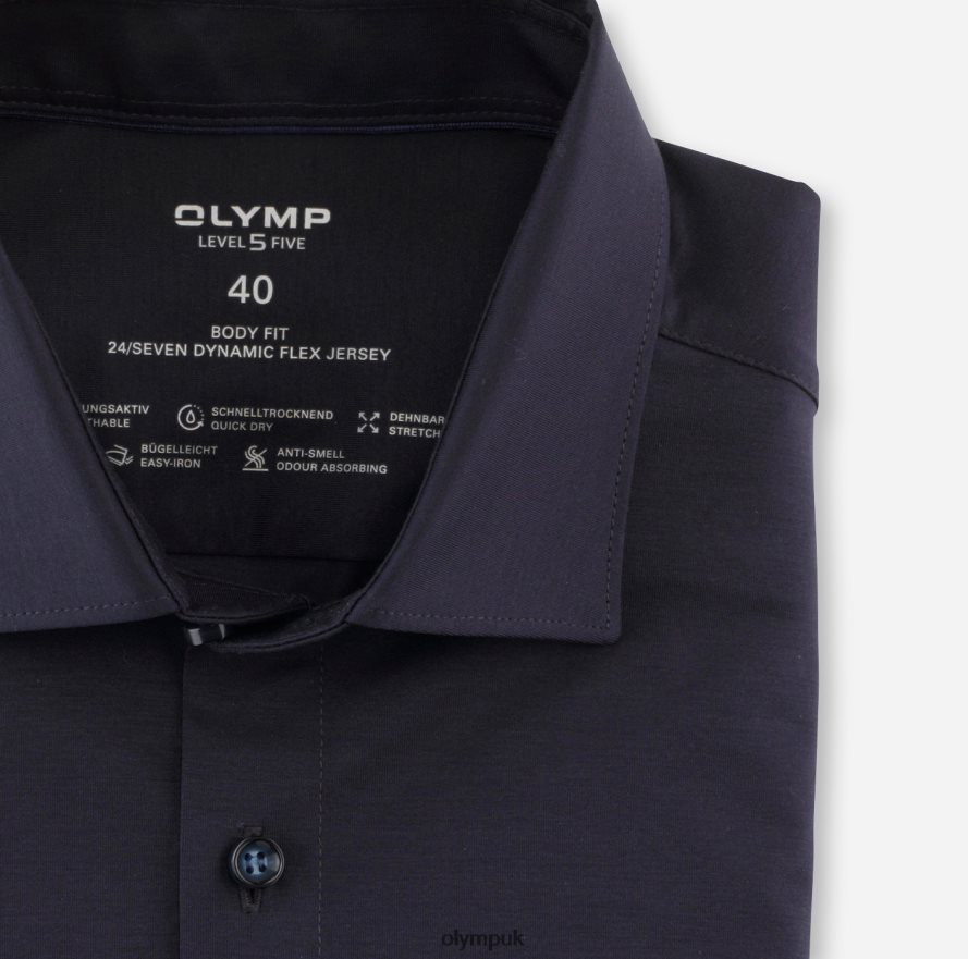 Clothing OLYMP Level Five 24/Seven Body Fit, Business Shirt, Long Sleeve Extra Long, New York Kent, Marine NZ22L860