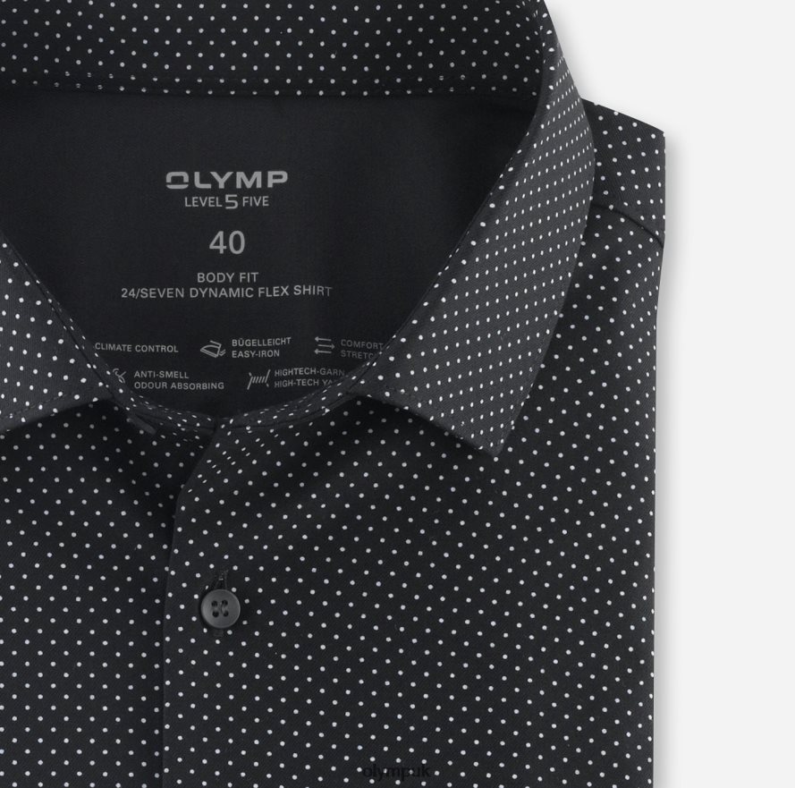 Clothing OLYMP Level Five 24/Seven Body Fit, Business Shirt, Modern Kent, Black NZ22L632