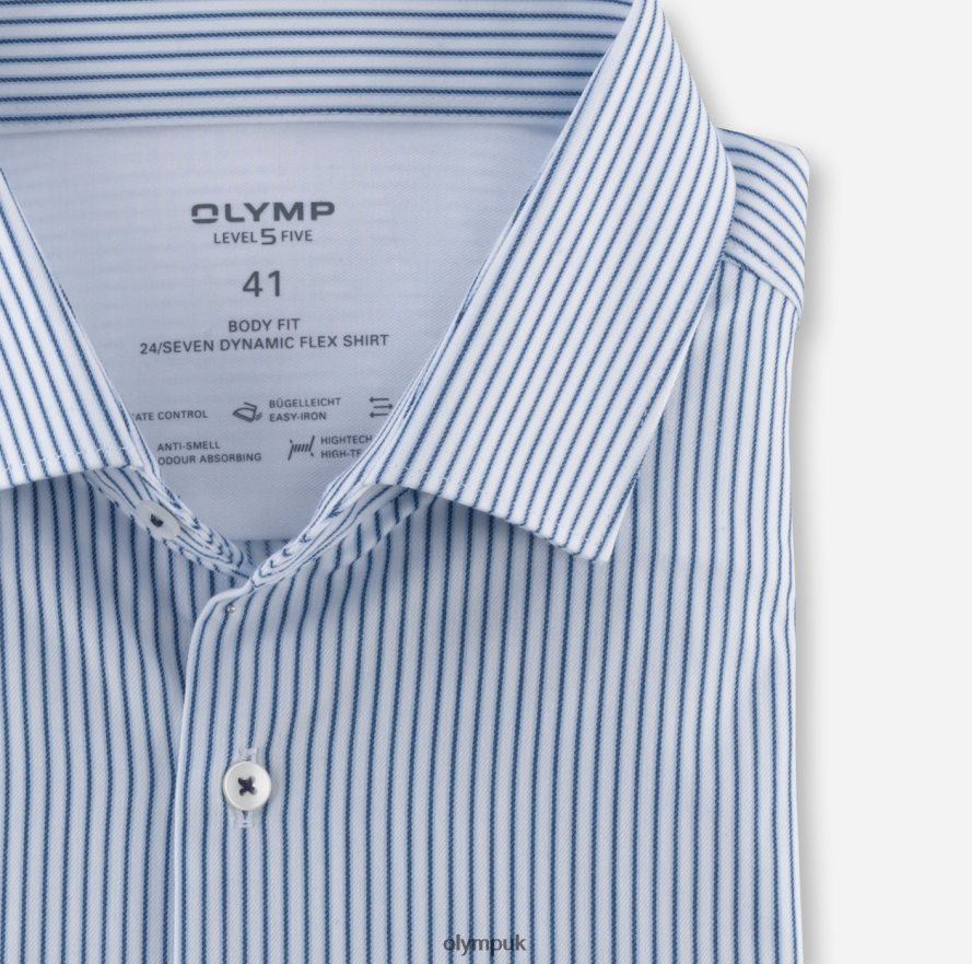 Clothing OLYMP Level Five 24/Seven Body Fit, Business Shirt, Modern Kent, Bleu NZ22L548