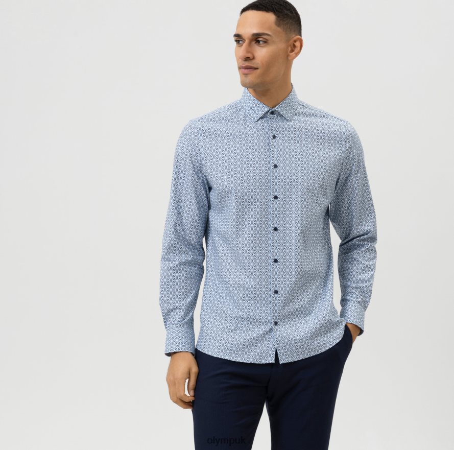 Clothing OLYMP Level Five 24/Seven Body Fit, Business Shirt, Modern Kent, Bleu NZ22L736